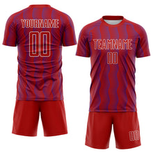 Load image into Gallery viewer, Custom Red Purple-White Geometric Shape Sublimation Soccer Uniform Jersey