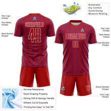 Load image into Gallery viewer, Custom Red Purple-White Geometric Shape Sublimation Soccer Uniform Jersey