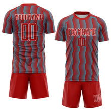 Load image into Gallery viewer, Custom Red Lakes Blue-White Geometric Shape Sublimation Soccer Uniform Jersey