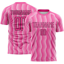 Load image into Gallery viewer, Custom Pink Black-White Geometric Shape Sublimation Soccer Uniform Jersey