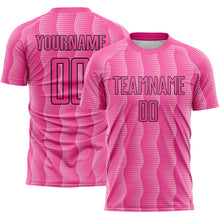Load image into Gallery viewer, Custom Pink Light Pink-Black Geometric Shape Sublimation Soccer Uniform Jersey