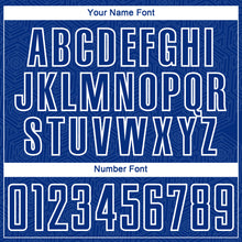 Load image into Gallery viewer, Custom Royal White Geometric Shape Sublimation Soccer Uniform Jersey