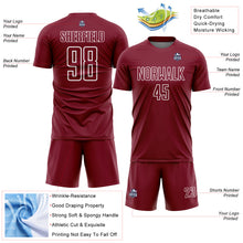 Load image into Gallery viewer, Custom Crimson White Geometric Shape Sublimation Soccer Uniform Jersey