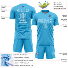 Load image into Gallery viewer, Custom Sky Blue White Geometric Shape Sublimation Soccer Uniform Jersey