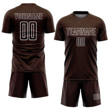 Load image into Gallery viewer, Custom Brown White Geometric Shape Sublimation Soccer Uniform Jersey