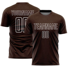 Load image into Gallery viewer, Custom Brown White Geometric Shape Sublimation Soccer Uniform Jersey