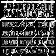 Load image into Gallery viewer, Custom Black White Lightning Sublimation Soccer Uniform Jersey