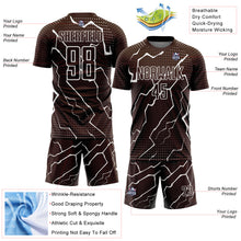 Load image into Gallery viewer, Custom Brown White Lightning Sublimation Soccer Uniform Jersey
