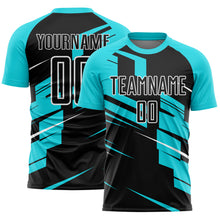 Load image into Gallery viewer, Custom Black Lakes Blue-White Line Sublimation Soccer Uniform Jersey