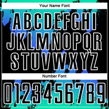 Load image into Gallery viewer, Custom Aqua Black-Thunder Blue Splash Sublimation Soccer Uniform Jersey