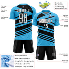 Load image into Gallery viewer, Custom Sky Blue White-Black Line Sublimation Soccer Uniform Jersey