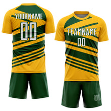 Load image into Gallery viewer, Custom Gold White-Green Line Sublimation Soccer Uniform Jersey