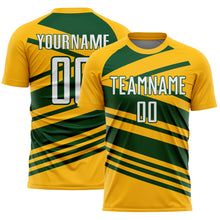 Load image into Gallery viewer, Custom Gold White-Green Line Sublimation Soccer Uniform Jersey