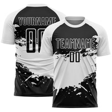 Load image into Gallery viewer, Custom Black White Splash Sublimation Soccer Uniform Jersey