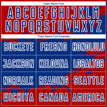 Load image into Gallery viewer, Custom Red Royal-White Splash Sublimation Soccer Uniform Jersey