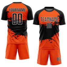 Load image into Gallery viewer, Custom Orange Black-White Splash Sublimation Soccer Uniform Jersey
