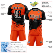 Load image into Gallery viewer, Custom Orange Black-White Splash Sublimation Soccer Uniform Jersey