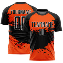 Load image into Gallery viewer, Custom Orange Black-White Splash Sublimation Soccer Uniform Jersey