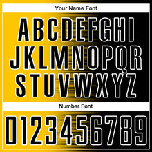 Load image into Gallery viewer, Custom Black Yellow-White Gradient Line Sublimation Soccer Uniform Jersey
