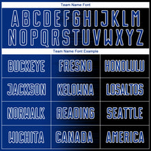 Load image into Gallery viewer, Custom Black Royal-White Gradient Line Sublimation Soccer Uniform Jersey