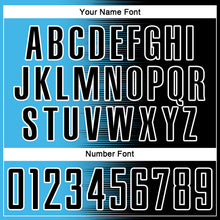 Load image into Gallery viewer, Custom Black Sky Blue-White Gradient Line Sublimation Soccer Uniform Jersey