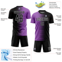 Load image into Gallery viewer, Custom Black Medium Purple-White Gradient Line Sublimation Soccer Uniform Jersey