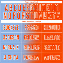 Load image into Gallery viewer, Custom Light Blue Orange-White Gradient Line Sublimation Soccer Uniform Jersey