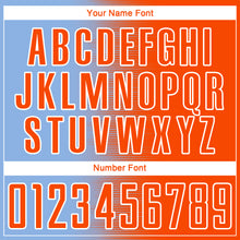 Load image into Gallery viewer, Custom Light Blue Orange-White Gradient Line Sublimation Soccer Uniform Jersey