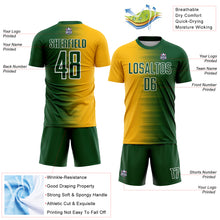 Load image into Gallery viewer, Custom Green Gold-White Gradient Line Sublimation Soccer Uniform Jersey