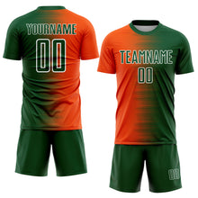 Load image into Gallery viewer, Custom Green Orange-White Gradient Line Sublimation Soccer Uniform Jersey