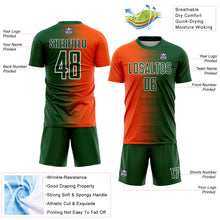 Load image into Gallery viewer, Custom Green Orange-White Gradient Line Sublimation Soccer Uniform Jersey