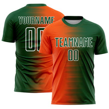 Load image into Gallery viewer, Custom Green Orange-White Gradient Line Sublimation Soccer Uniform Jersey