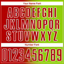 Load image into Gallery viewer, Custom Red Neon Green-White Gradient Line Sublimation Soccer Uniform Jersey