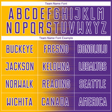 Load image into Gallery viewer, Custom Purple Gold-White Gradient Line Sublimation Soccer Uniform Jersey