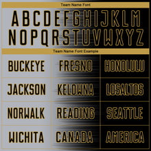 Load image into Gallery viewer, Custom Black Gray-Old Gold Gradient Line Sublimation Soccer Uniform Jersey