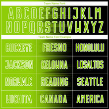 Load image into Gallery viewer, Custom Black Neon Green-White Gradient Line Sublimation Soccer Uniform Jersey