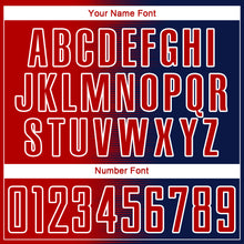 Load image into Gallery viewer, Custom Navy Red-White Gradient Line Sublimation Soccer Uniform Jersey