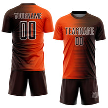 Load image into Gallery viewer, Custom Brown Orange-White Gradient Line Sublimation Soccer Uniform Jersey