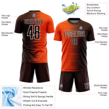 Load image into Gallery viewer, Custom Brown Orange-White Gradient Line Sublimation Soccer Uniform Jersey