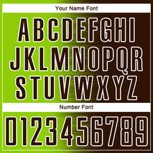 Load image into Gallery viewer, Custom Brown Neon Green-White Gradient Line Sublimation Soccer Uniform Jersey