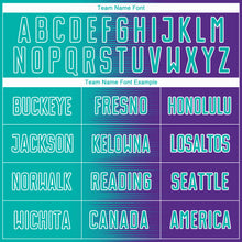 Load image into Gallery viewer, Custom Purple Aqua-White Gradient Line Sublimation Soccer Uniform Jersey