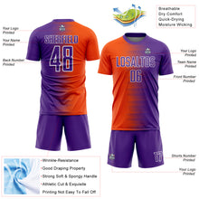 Load image into Gallery viewer, Custom Purple Orange-White Gradient Line Sublimation Soccer Uniform Jersey