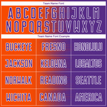 Load image into Gallery viewer, Custom Purple Orange-White Gradient Line Sublimation Soccer Uniform Jersey
