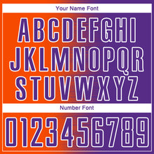 Load image into Gallery viewer, Custom Purple Orange-White Gradient Line Sublimation Soccer Uniform Jersey