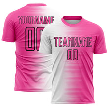 Load image into Gallery viewer, Custom Pink White-Black Gradient Line Sublimation Soccer Uniform Jersey
