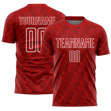 Load image into Gallery viewer, Custom Red White Line Sublimation Soccer Uniform Jersey