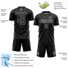 Load image into Gallery viewer, Custom Black White Line Sublimation Soccer Uniform Jersey