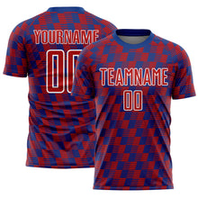 Load image into Gallery viewer, Custom Royal Red-White Line Sublimation Soccer Uniform Jersey