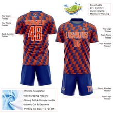 Load image into Gallery viewer, Custom Royal Orange-White Line Sublimation Soccer Uniform Jersey