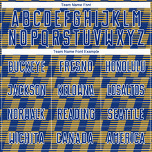 Load image into Gallery viewer, Custom Royal Old Gold-White Line Sublimation Soccer Uniform Jersey